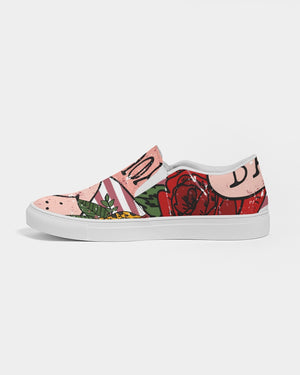 Flowers And Stripes Women's Slip-On Canvas Shoe