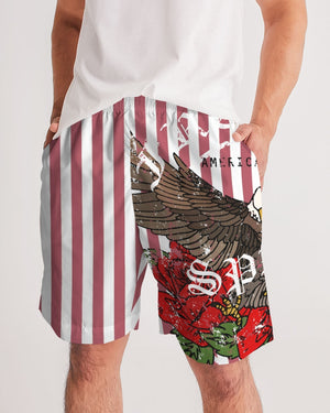 Flowers And Stripes Men's Jogger Shorts